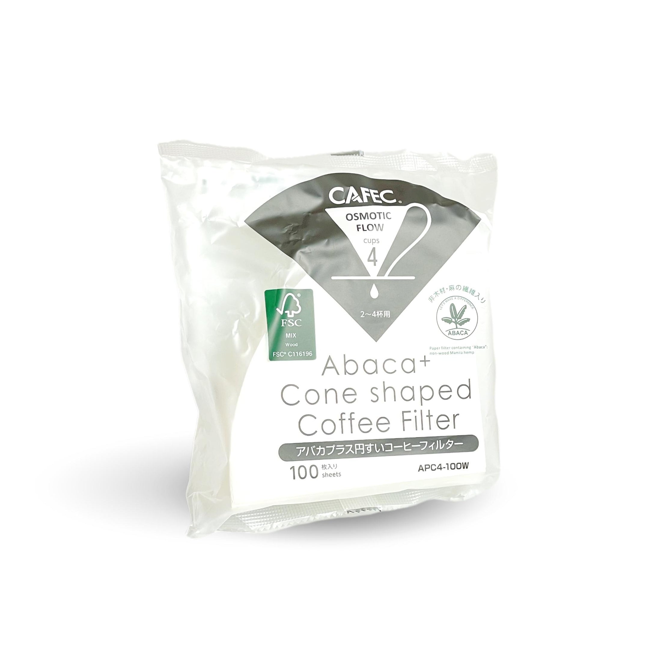 CAFEC - Abaca+ Cup4 - paper filter white - 100 pieces